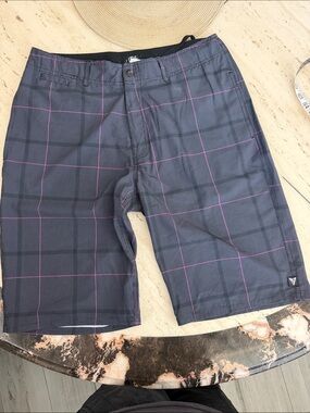 Univibe Gray Shorts with Pink Windowpane